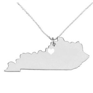 State Of Kentucky W/ Heart ❤️ Necklace - With 21 Inch Chain